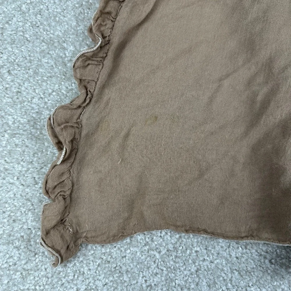 The Limited Brown Ruffle Lettuce Edge Scarf 100% Rayon Gauze Boho Earthy Neutral